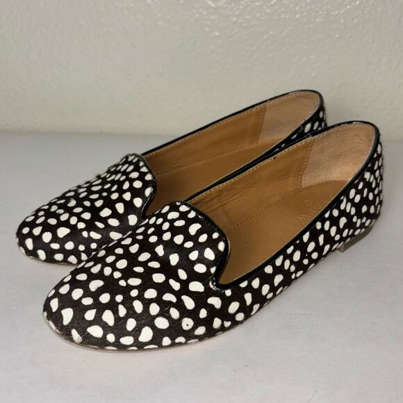 J. Crew Cora Calf Hair Loafers Cheetah Print Black and white women's size 6 - Picture 5 of 16